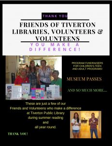 Flyer thanking librarians and volunteers with some of them pictured